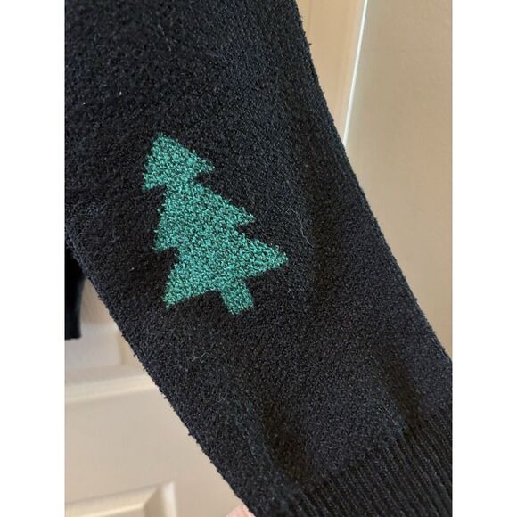 HOLIDAY TIME Soft Sweater Womens Xl Black Green Knit Sequin Trees Ugly Christmas - Picture 3 of 7